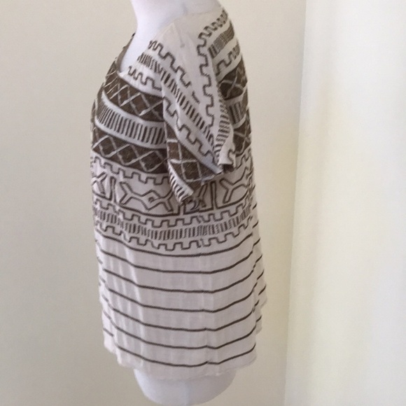 THML large cream with brown embroidered blouse. - Picture 3 of 8